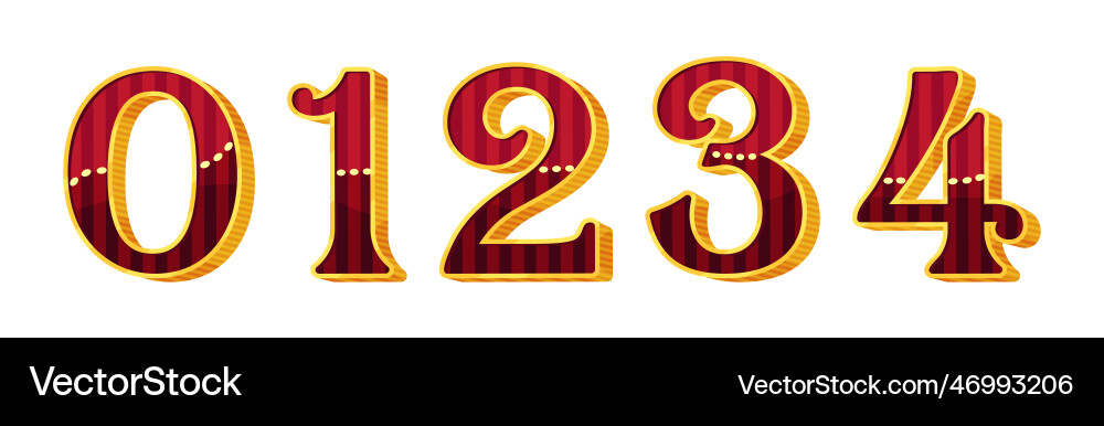 Numbers and numerals in circus style with volume Numbers and numerals in circus style with volume Vector Image