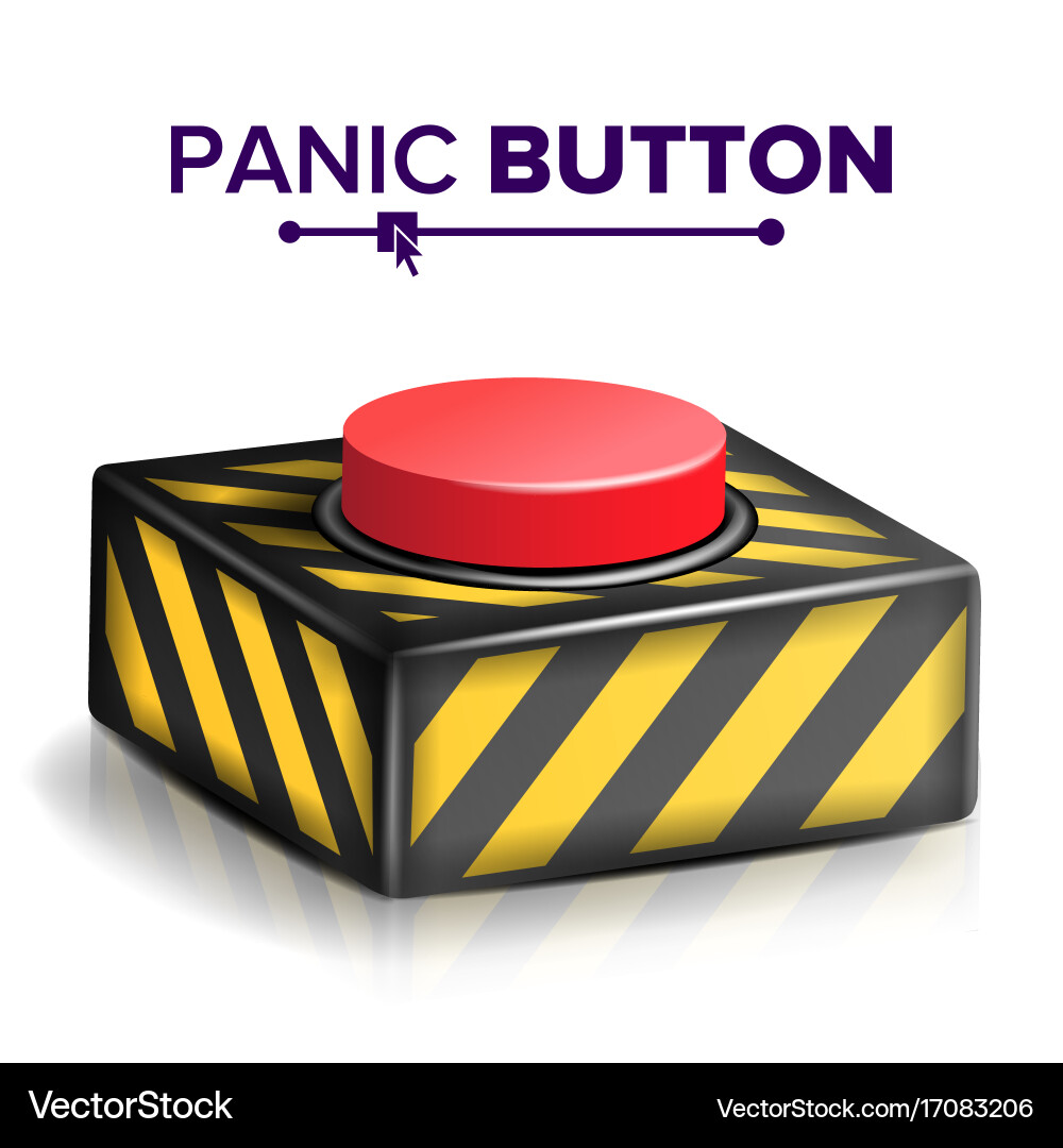 Panic button red alarm shiny icon vector image