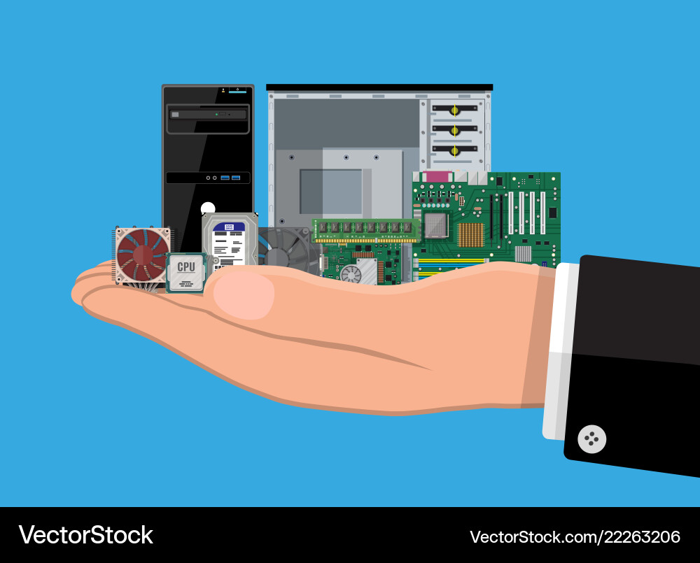 PC Components Hardware Set vector image