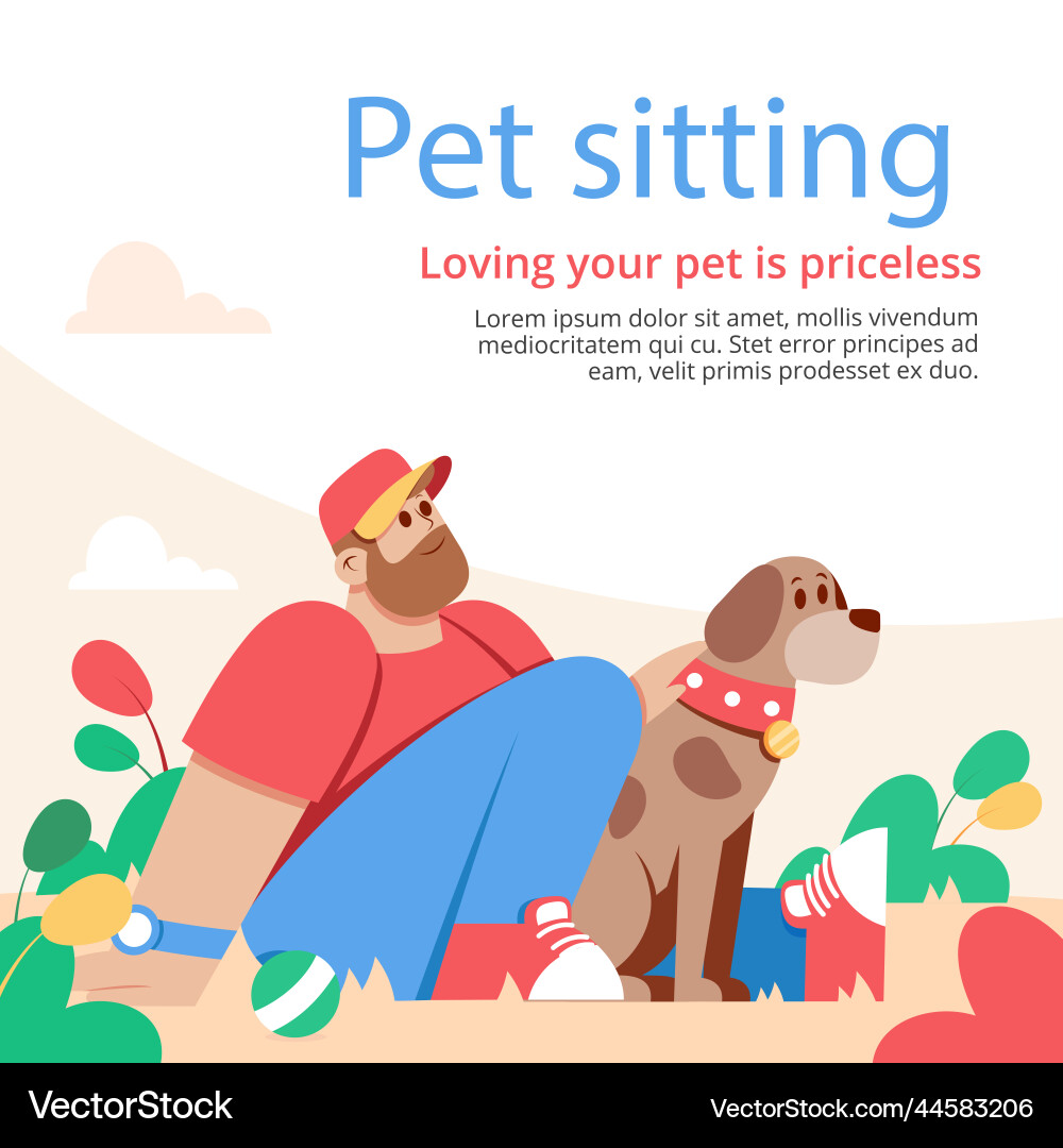Pet sit service flache designposten set Pet sit service flache designposten set vektorbild