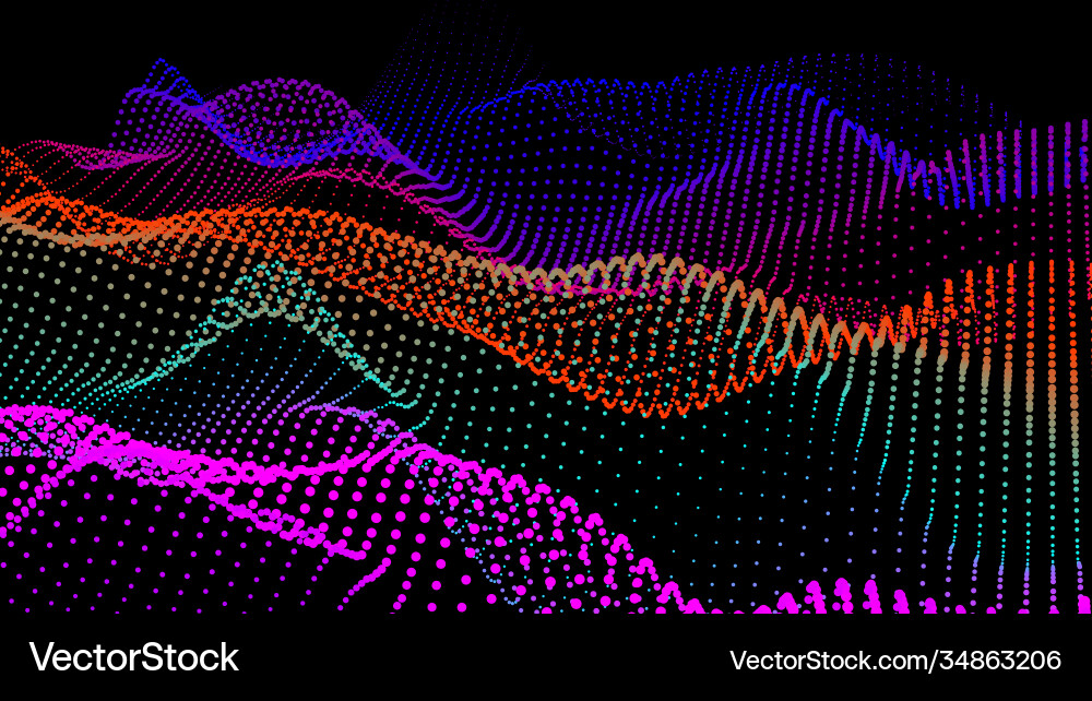 Sea waves from node hud data dots flow research Vector Image