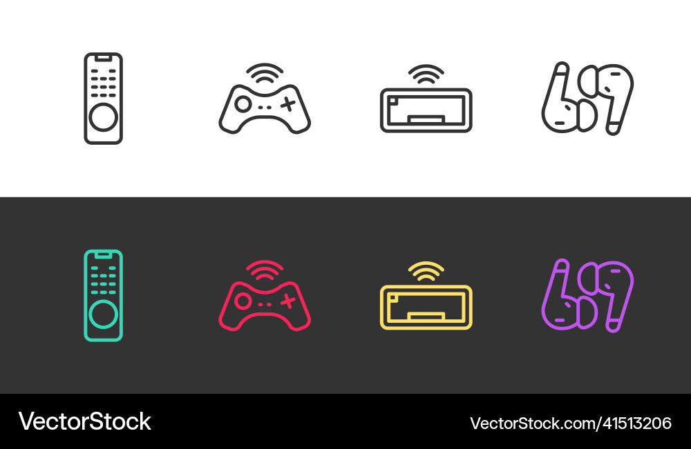 Set line remote control wireless gamepad Set line remote control wireless gamepad vector image