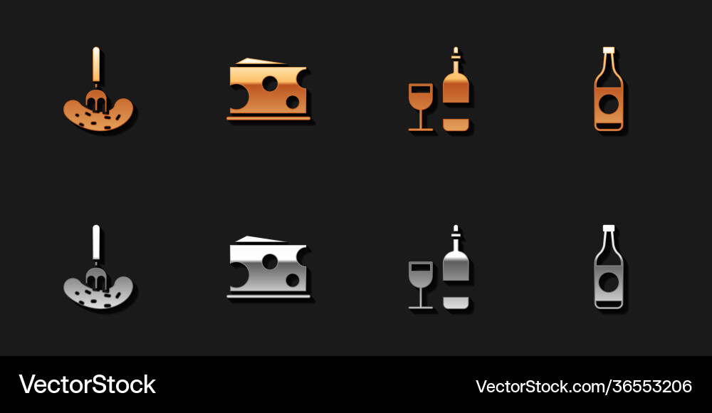 Set pickled cucumber on a fork cheese wine Vector Image