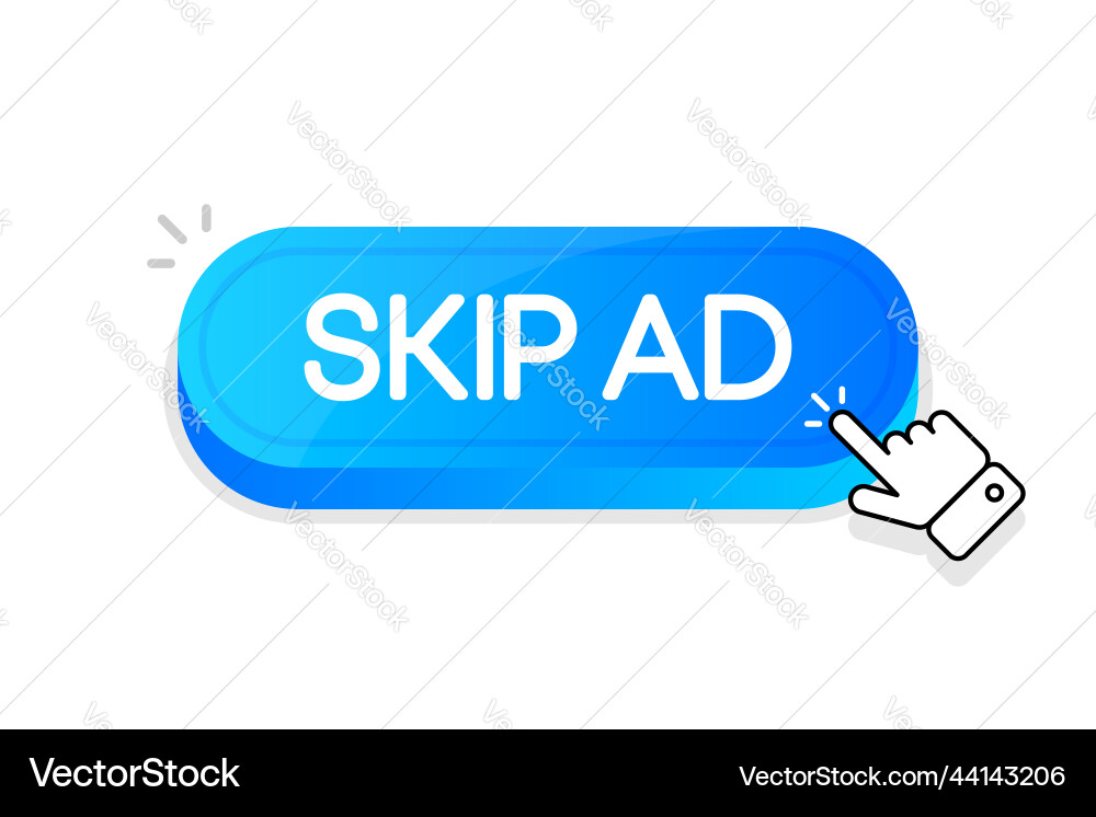 Skip ad 3d button mouse touched Skip ad 3d button mouse touched vector image