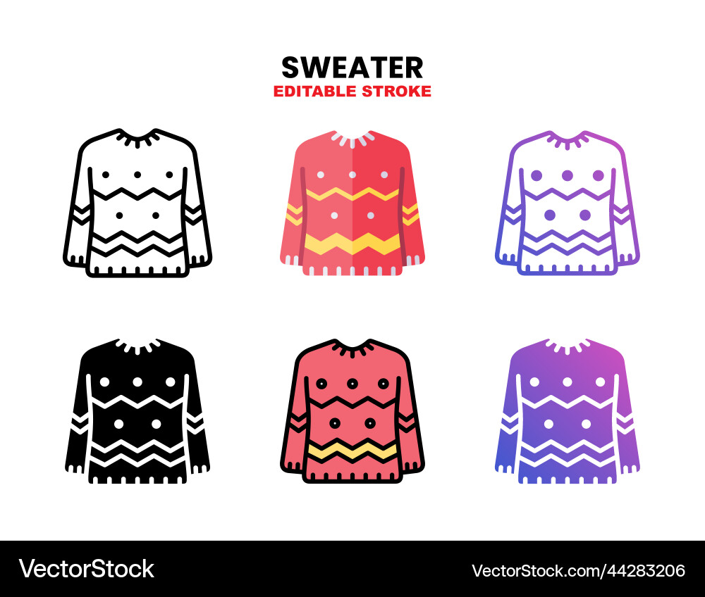 Sweater icon set with different styles Sweater icon set with different styles vector image
