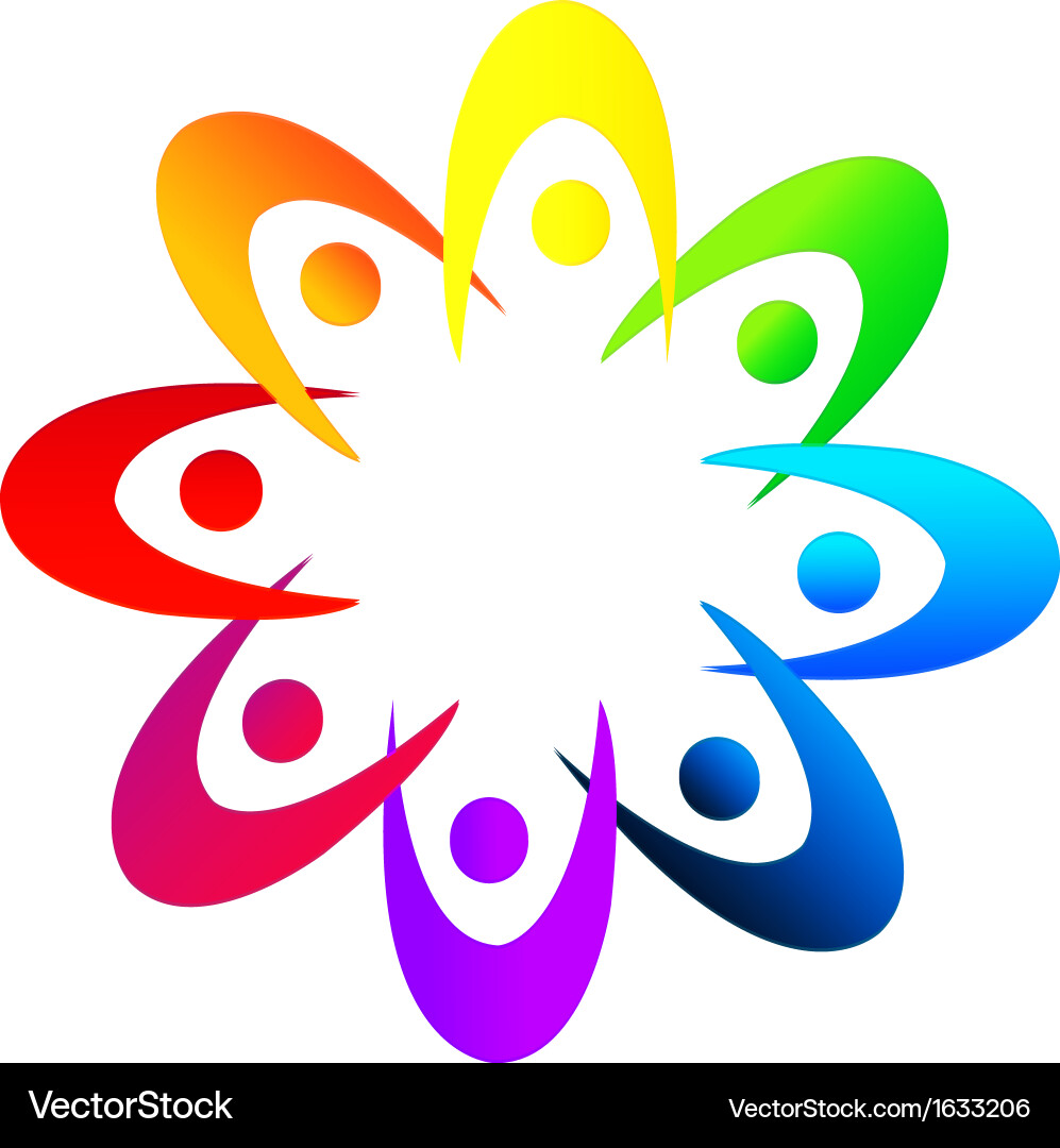 Teamwork holding hands logo Royalty Free Vector Image
