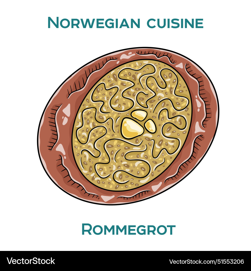 Traditionelle Norwegische Lebensmittel rommegrot auf weiß Traditionelle Norwegische Lebensmittel rommegrot auf weiß vektorbild