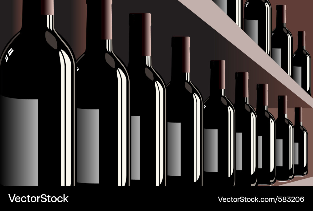 Wine Shelf and Bottles - Elegant Store vector image