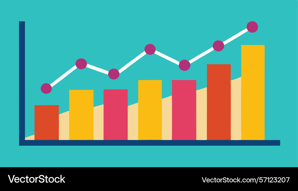 A bar graph with line chart overlayed A bar graph with line chart overlayed vector image
