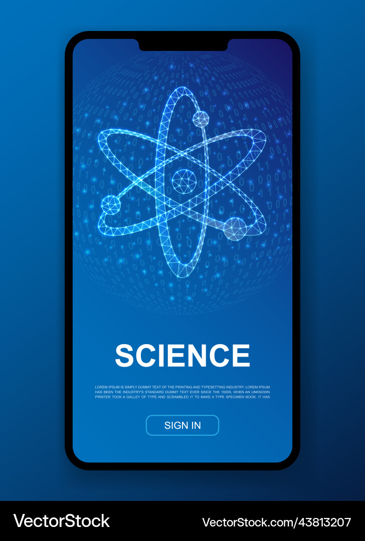 Atom 3d polygonal symbol for ui ux design vector image