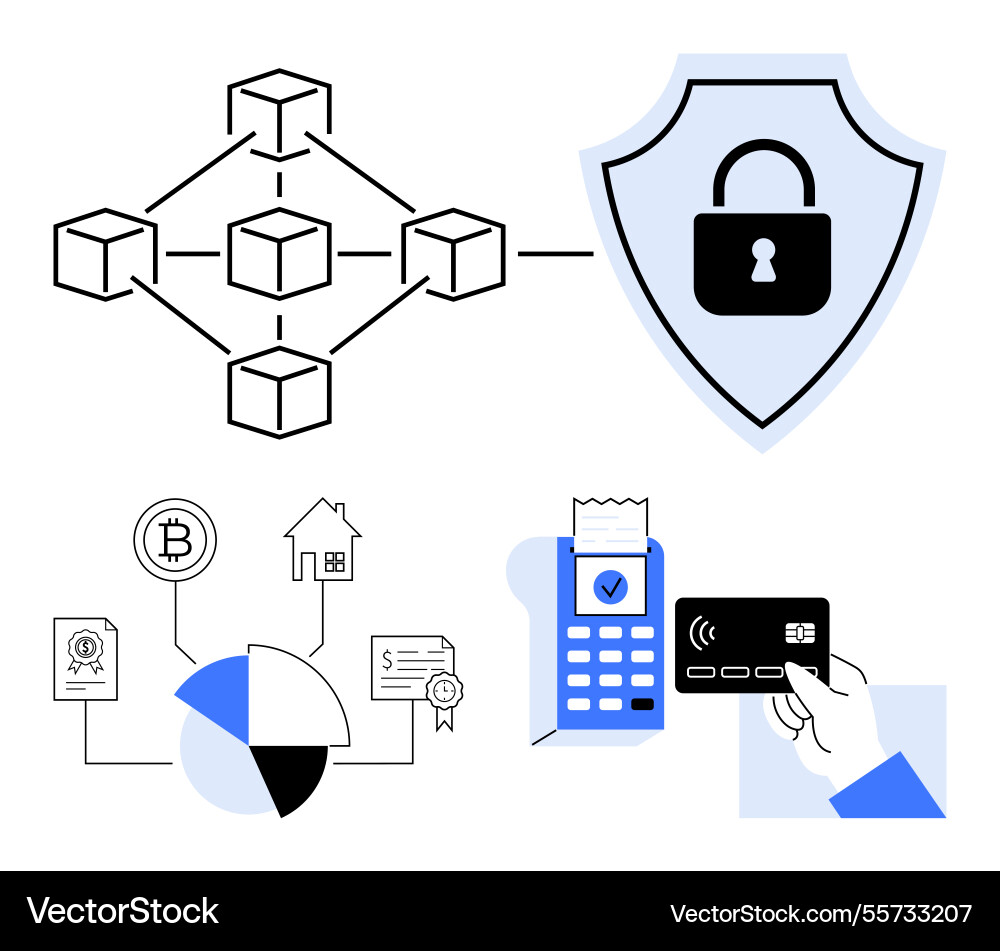 Blockchain network secure transaction Blockchain network secure transaction vector image