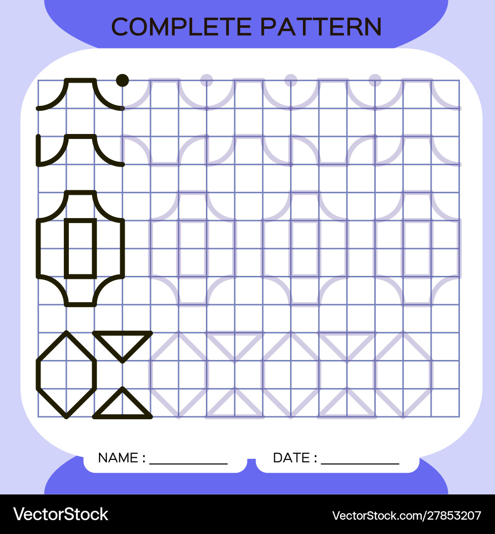 Complete pattern tracing lines activity for early Complete pattern tracing lines activity for early vector image