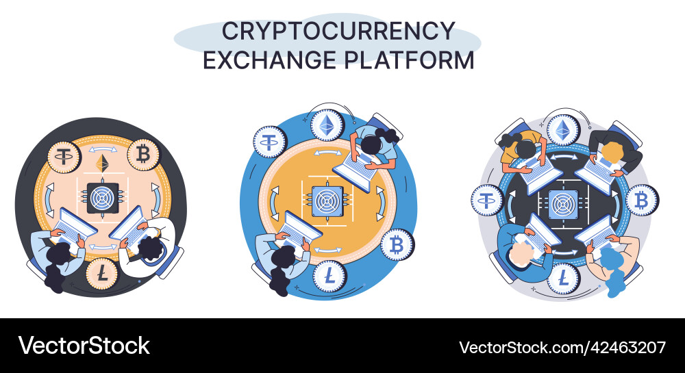 Cryptocurrency exchange platform and blockchain Cryptocurrency exchange platform and blockchain vector image