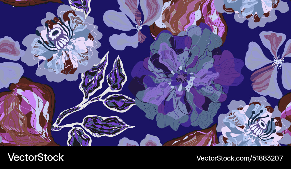 Fantasy stylized blooming floral pattern Vector Image