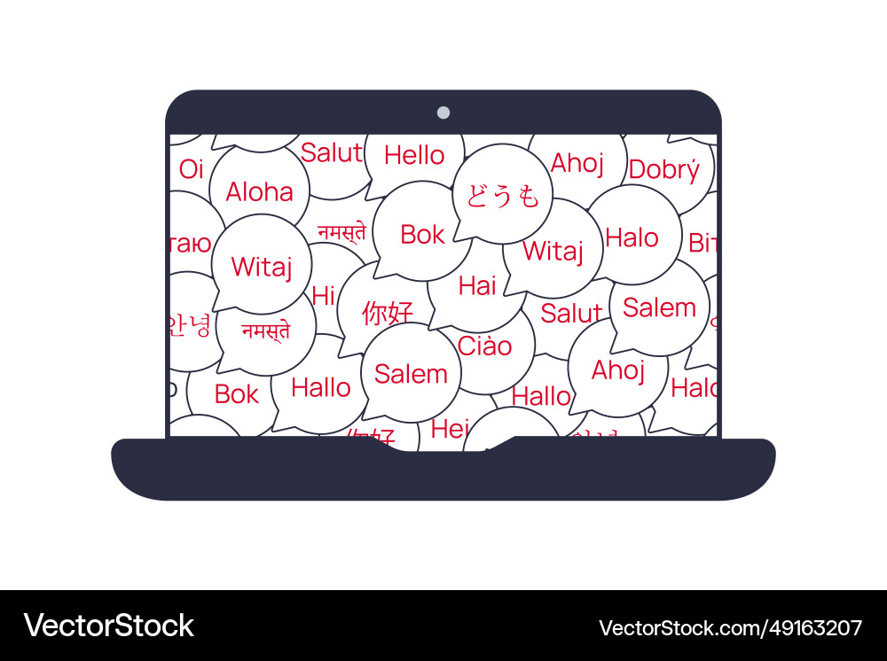 Foreign language teaching laptop with bubble text Foreign language teaching laptop with bubble text vector image