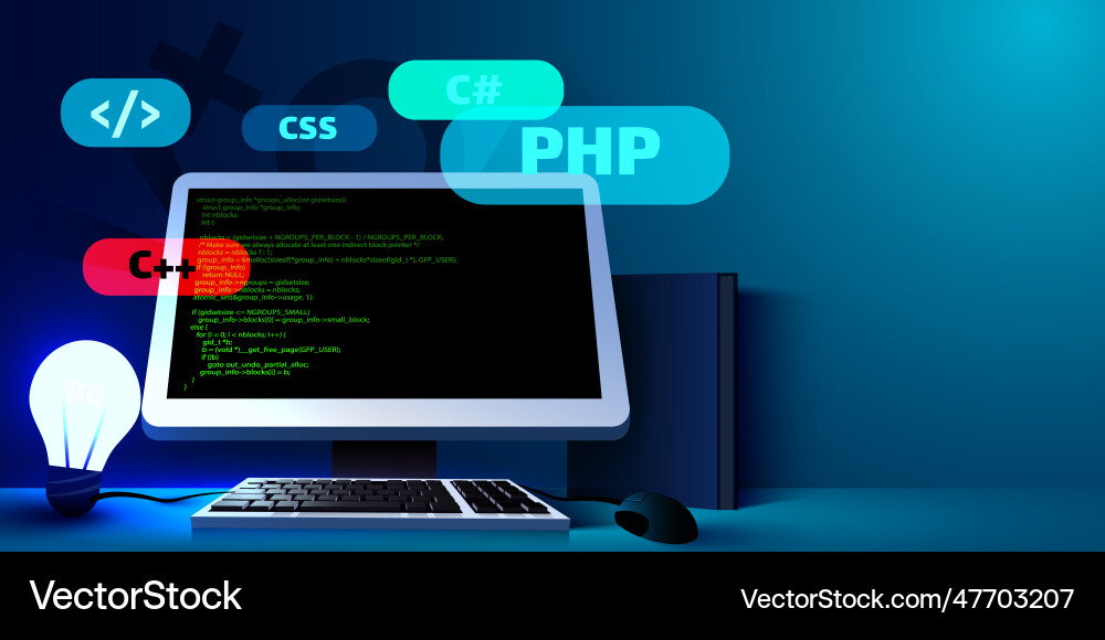 Futuristic Web Development Coding Vector Image