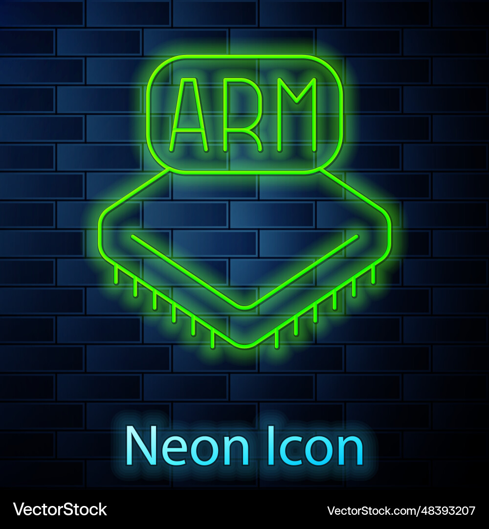 Glowing neon line processor icon isolated Vector Image