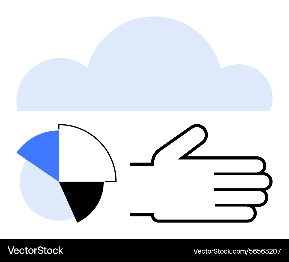 Hand gesture with cloud and pie chart symbolizing Hand gesture with cloud and pie chart symbolizing Vector Image