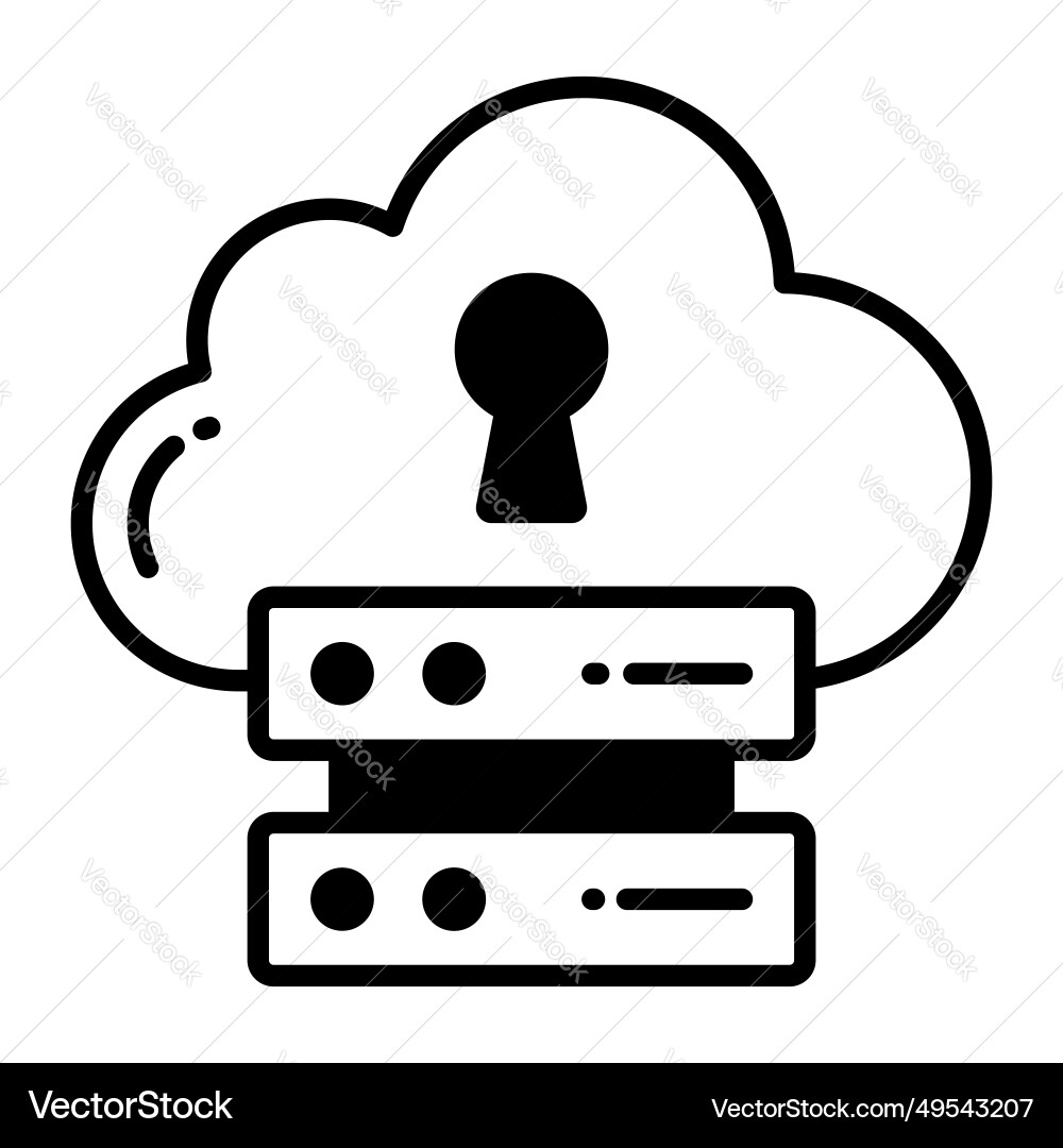Keyhole on cloud with data server denoting vector image