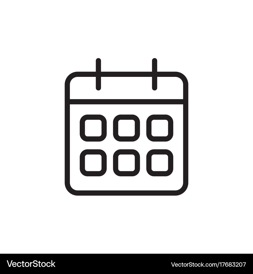 Line calendar icon on white background Vector Image