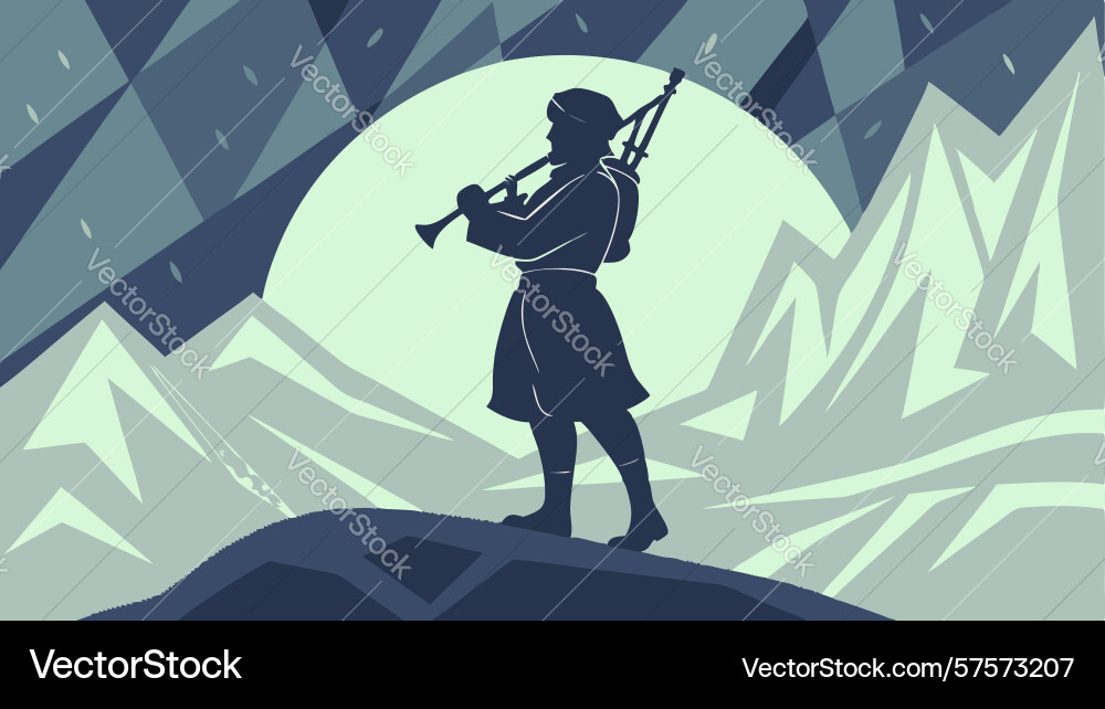 Lone flutist on hilltop design generative ai Vector Image
