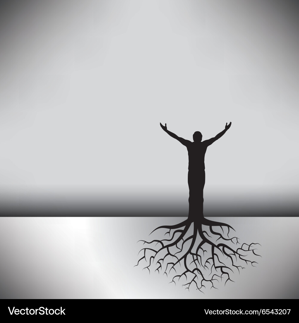 Man with Tree Roots - Serenity vector image