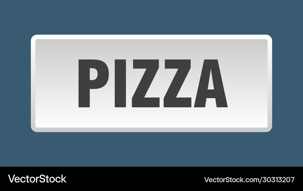 Pizza button square white push vector image