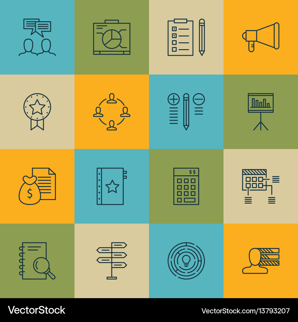 Set of 16 project management icons includes Set of 16 project management icons includes vector image
