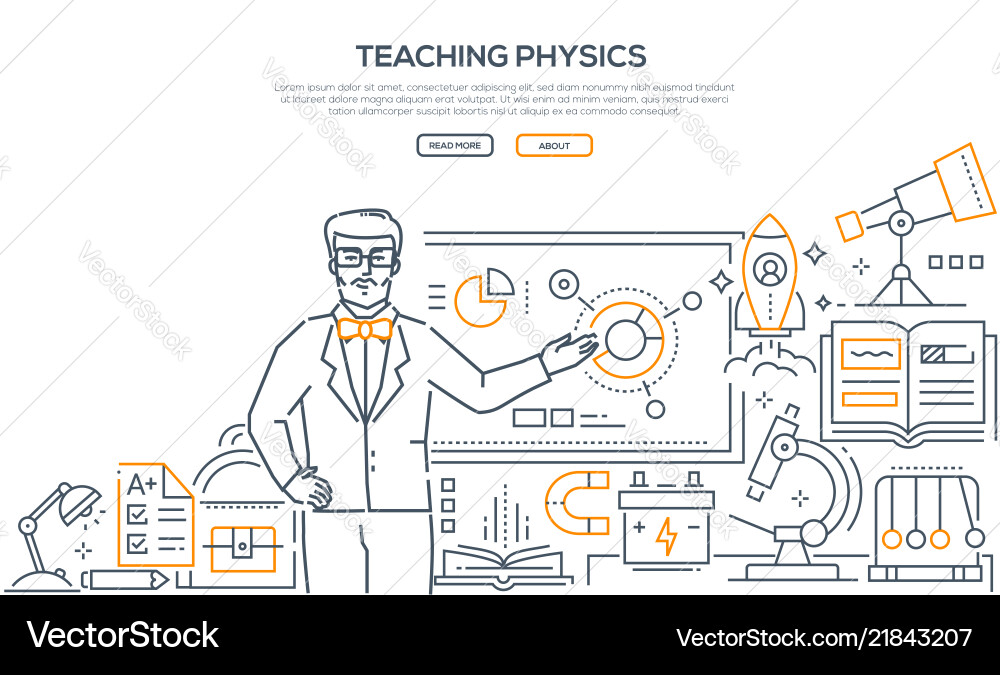 Teaching physics - colorful line design style Teaching physics - colorful line design style vector image