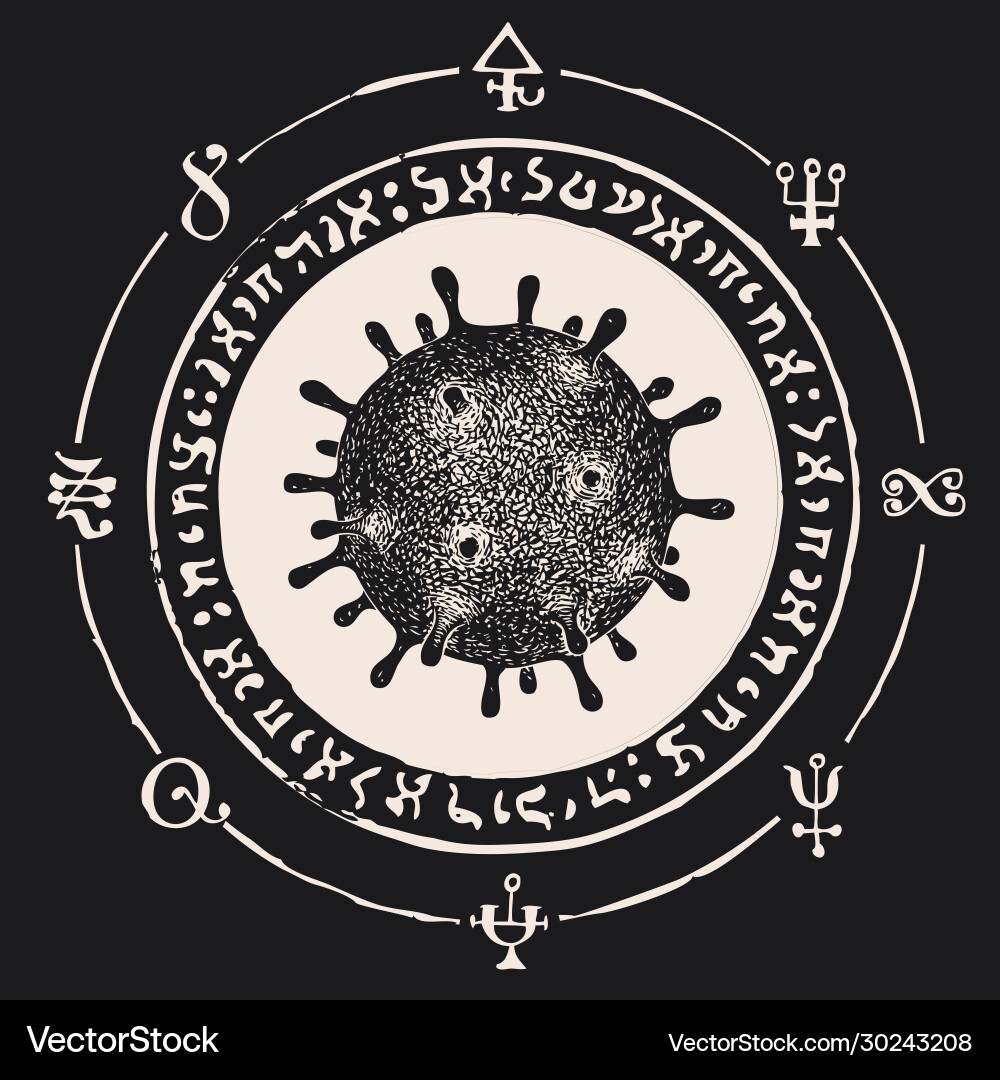 Banner with hand drawn virion coronavirus Banner with hand drawn virion coronavirus vector image