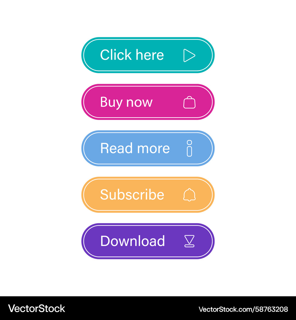 Call to Action Buttons with Icons Vector Image