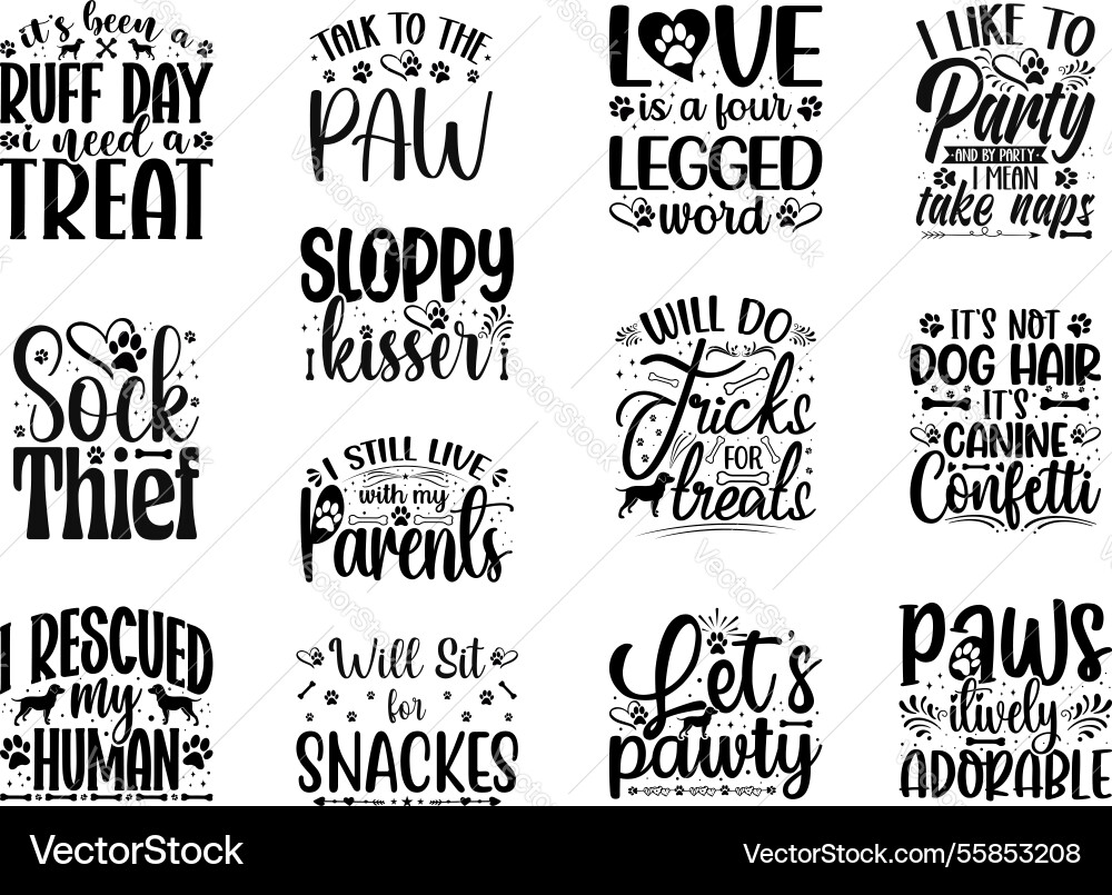 Cute Dog Quote T-Shirt Bundle Vector Image