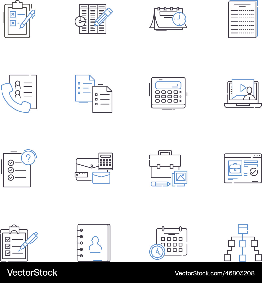 Deadline line icons collection countdown limit Deadline line icons collection countdown limit Vector Image
