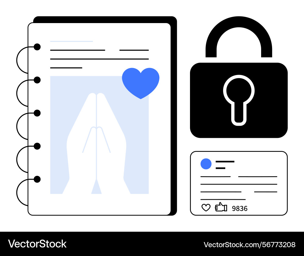 Digital security and privacy concept with notebook Digital security and privacy concept with notebook vector image
