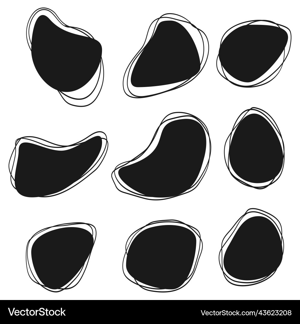 Doodle blob shapes set random blotch inkblot Doodle blob shapes set random blotch inkblot vector image