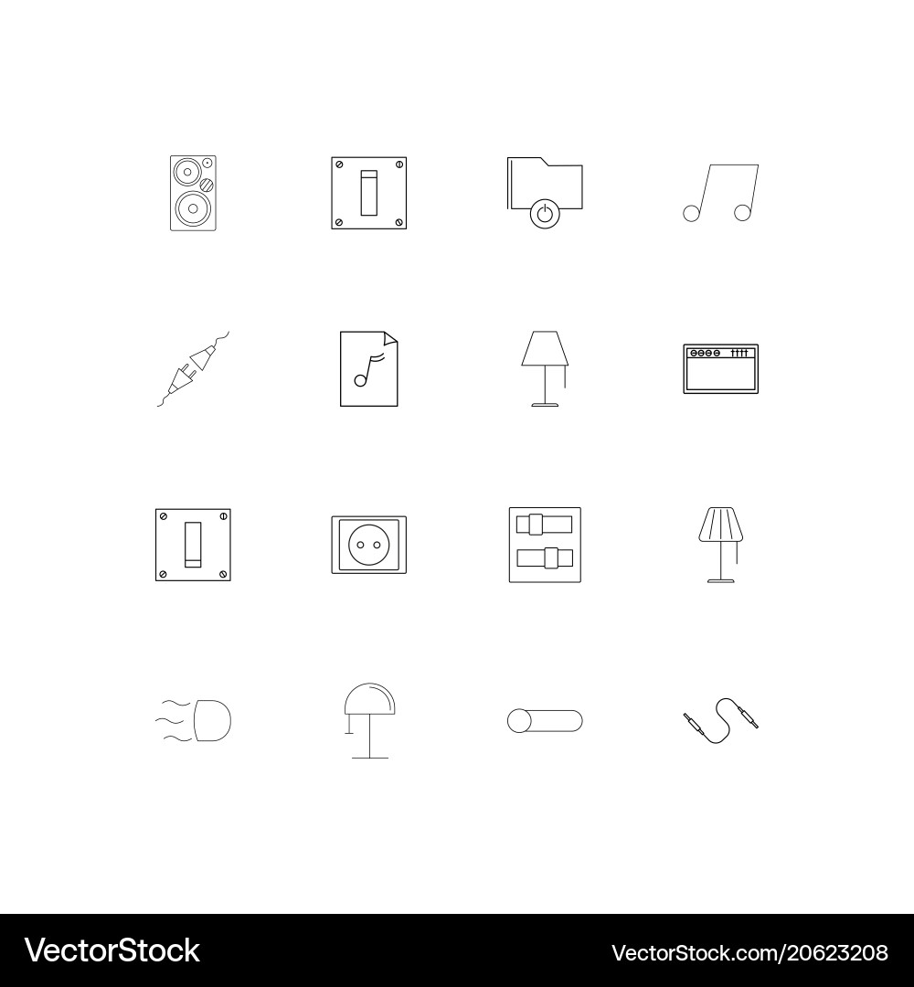 Electrical simple linear icons set outlined vector image