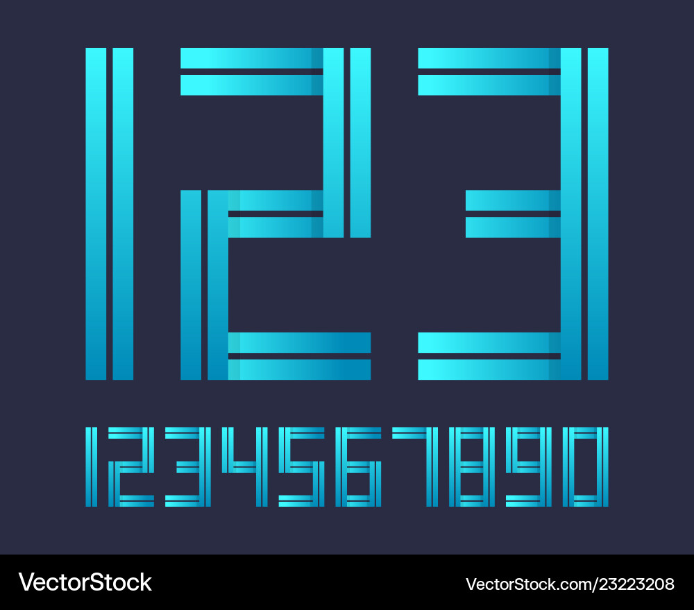 Geometric font line digital effect design numbers Vector Image