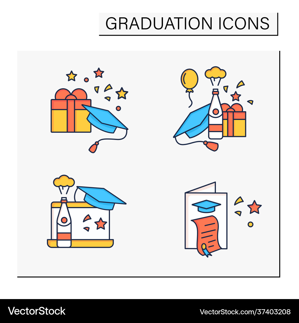 Graduation color icons set Graduation color icons set vector image