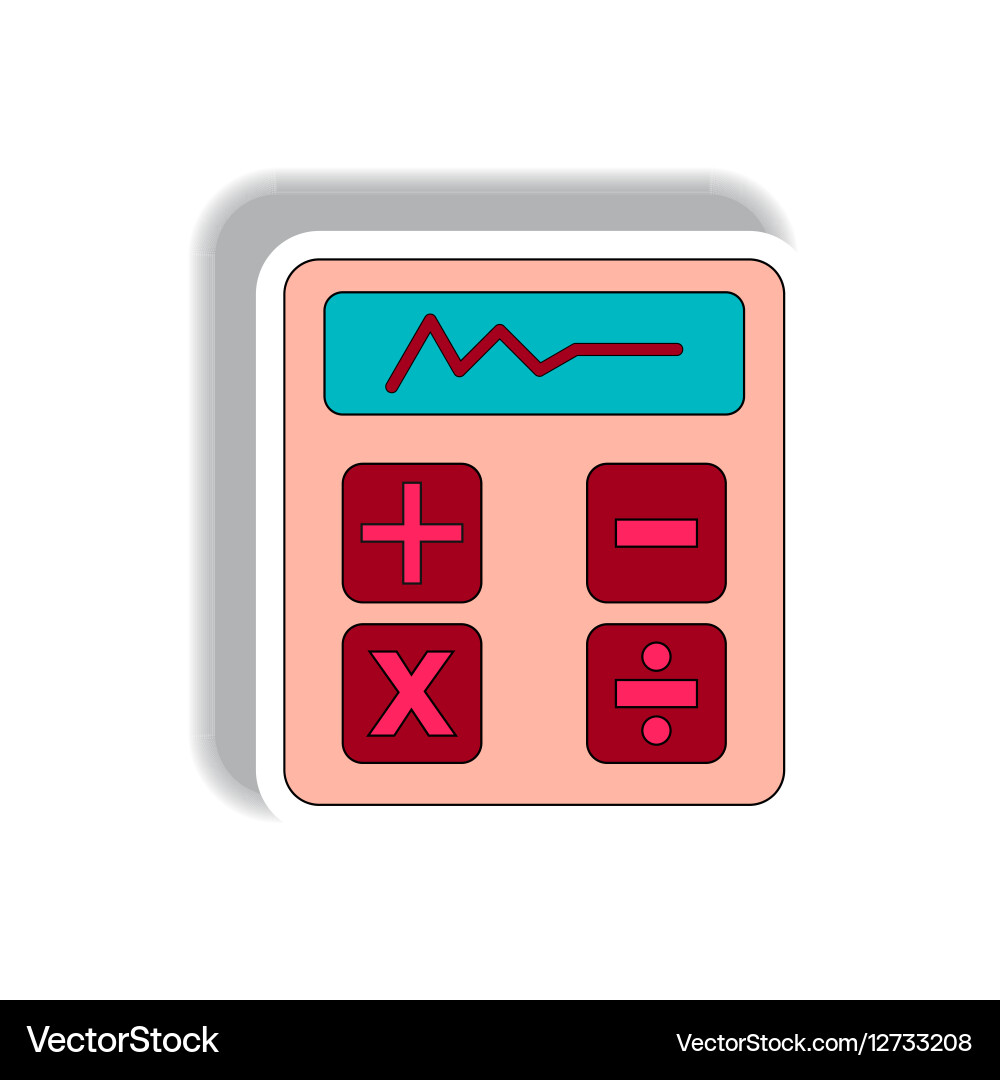 Line graph on display in paper vector image