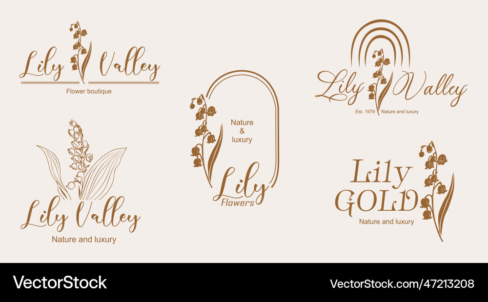 Logo set with lily of the valley flowers Logo set with lily of the valley flowers vector image