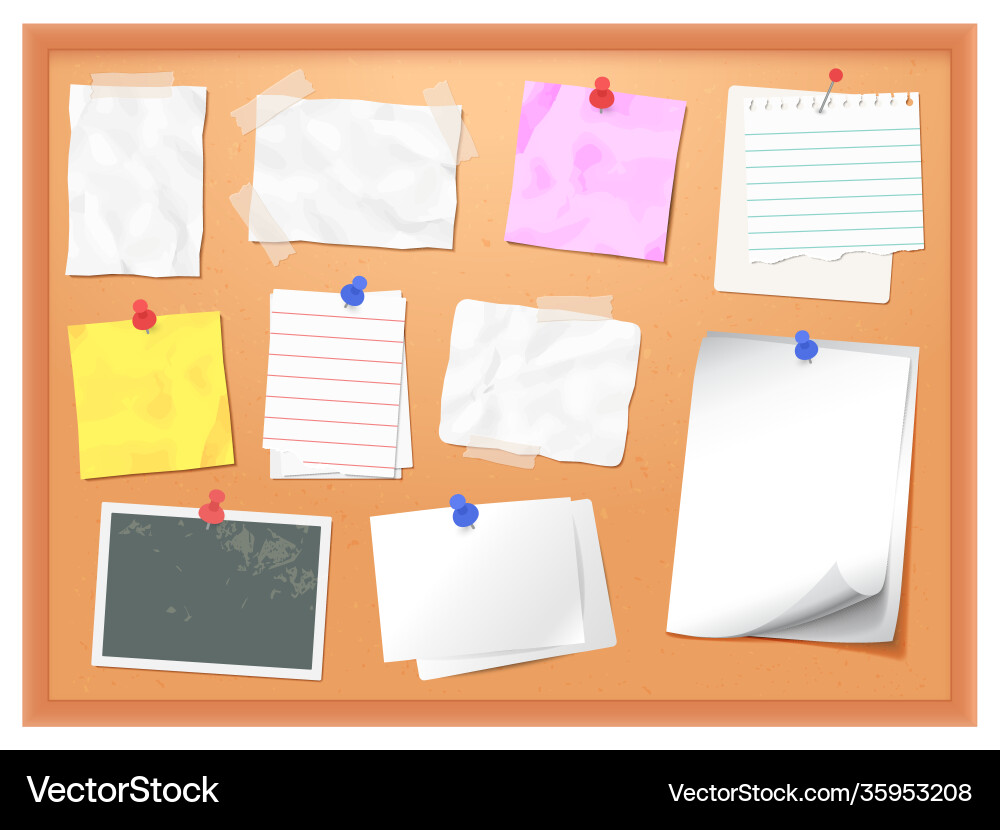 Office Cork Bulletin Board Vector Image
