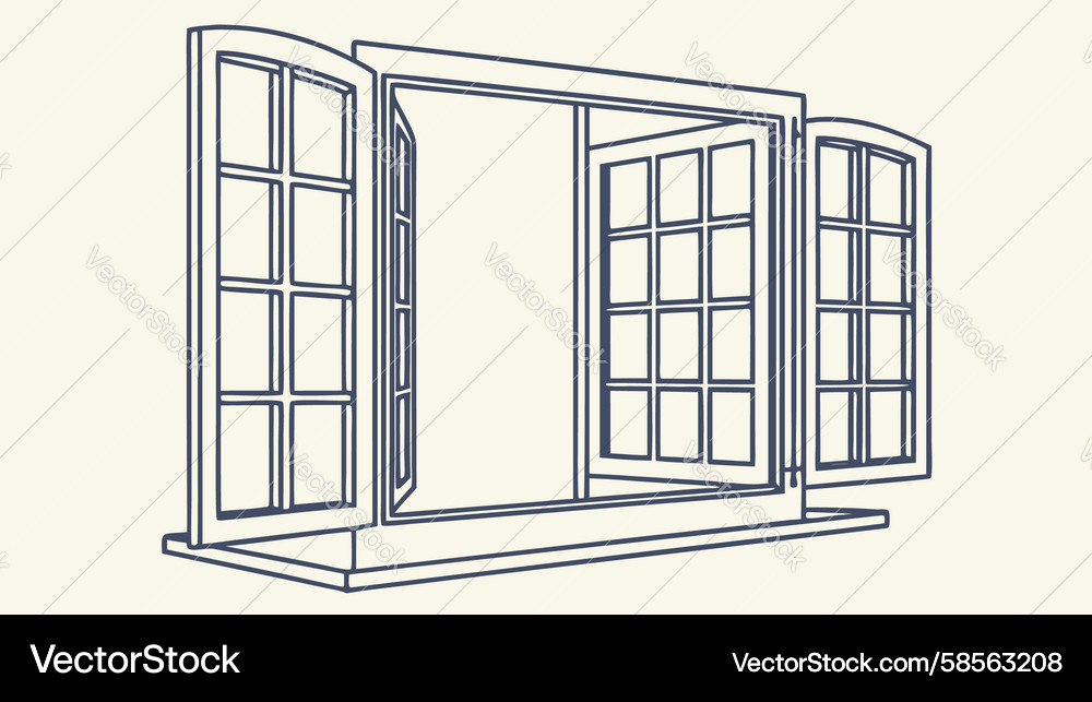 Open Window with Multiple Panes Vector Image
