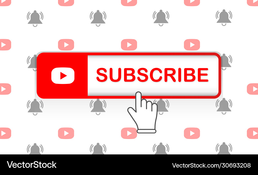 Red subscribe button with mouse pointer Red subscribe button with mouse pointer vector image