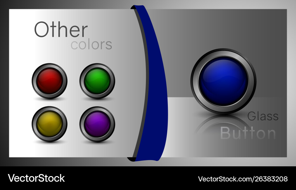 Set glass buttons for web design vector image