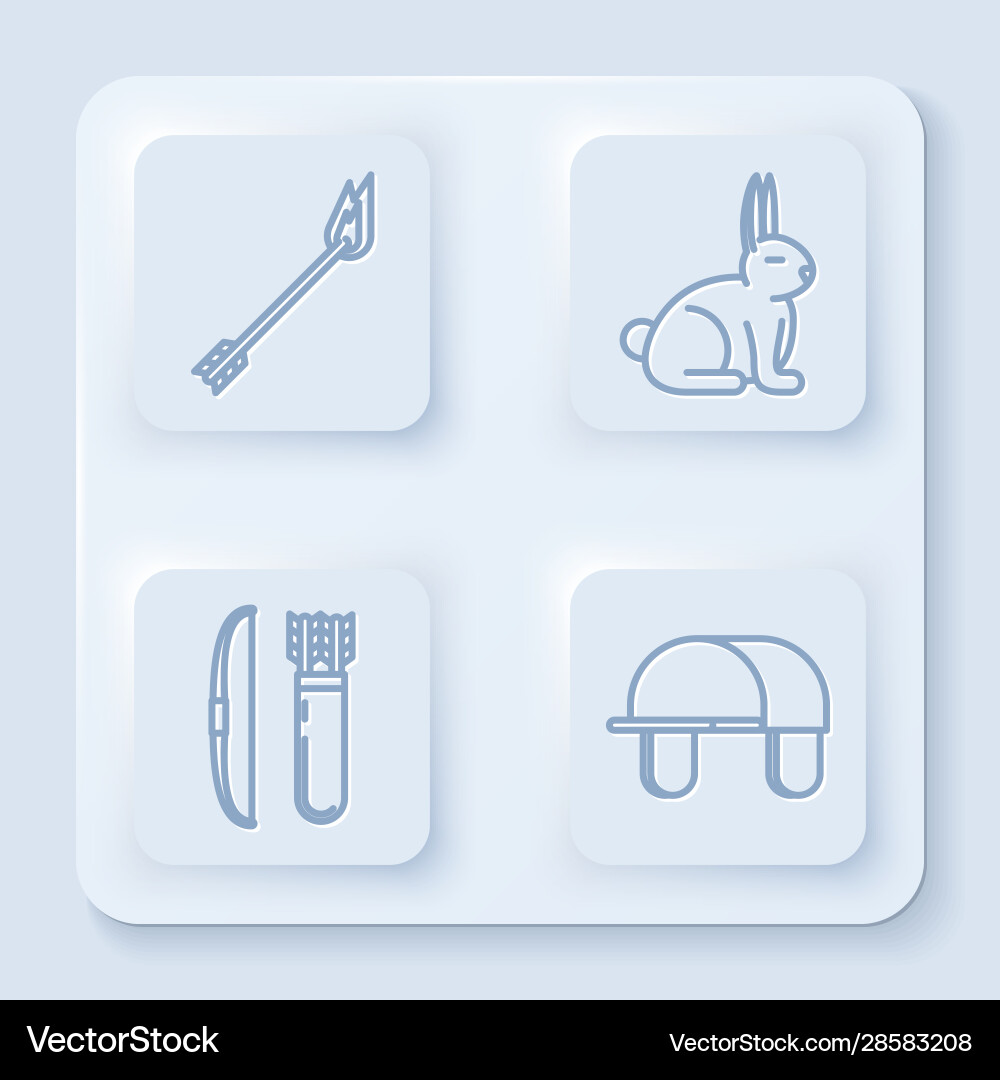 Set line flame arrow rabbit bow Set line flame arrow rabbit bow Vector Image