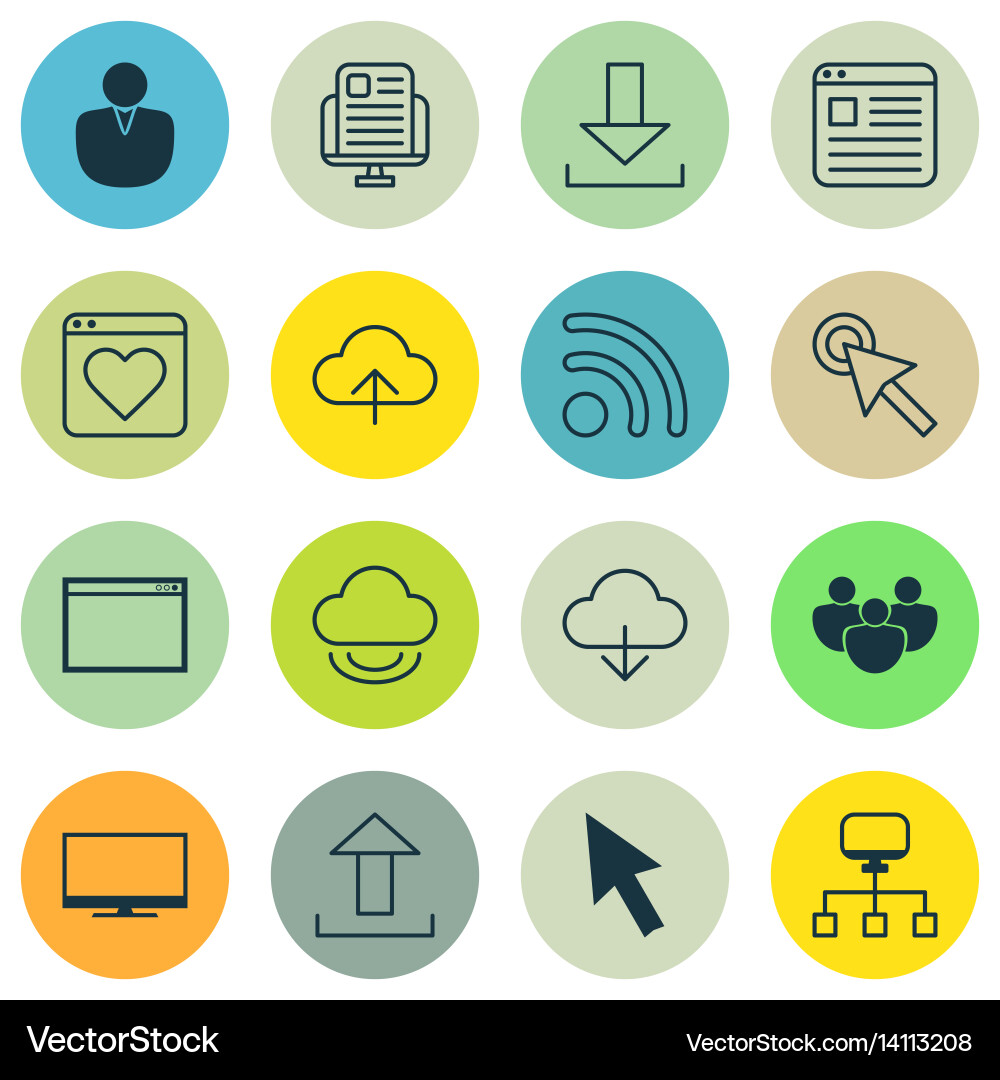 Set of 16 internet icons includes send data vector image