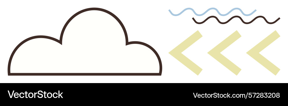 Simplistic cloud with waves and chevron elements vector image