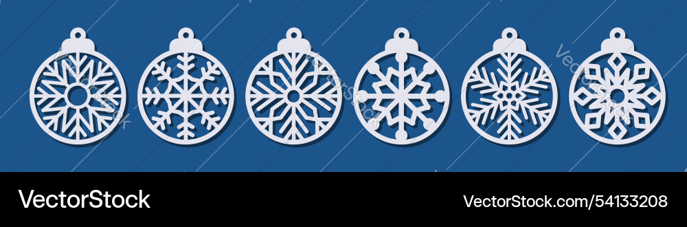 Snowflake Christmas Ball Ornament Set Vector Image