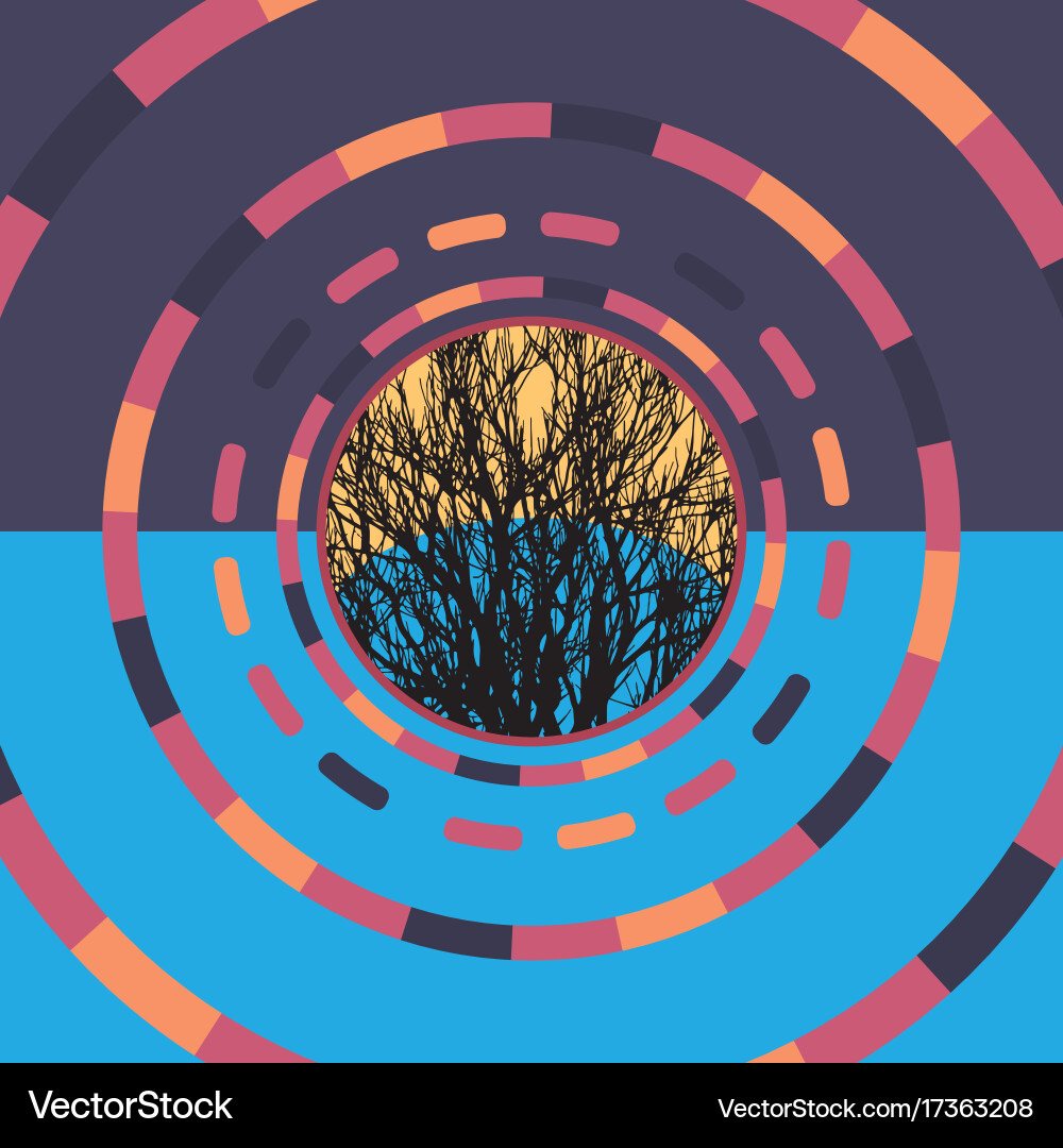 Technology colorful round background with tree vector image