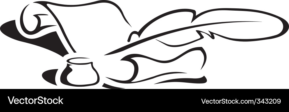 Ancient Scroll with Pen and Ink Vector Image